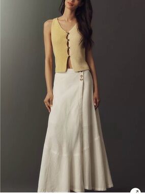 Anthropologie Olivette Linen Cotton Maxi Skirt